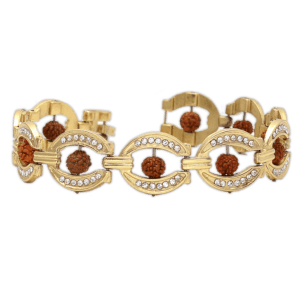 5 Mukhi Rudraksha Bracelet, made in Zircon Gold Plated Brass