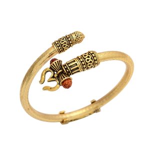 Trishul Damru OM Rudraksha Gold Plated Mahakal Kada Bracelet