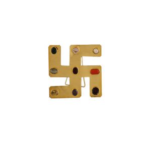 Buy Multi Color Navratan Gemstone Studded Swastik