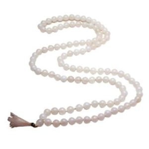 Agate Hakik Mala 108+1 Beads Jap Japa Mala- 6mm, White