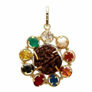 5 face Original Rudraksha Navratan Pendant Gold Rhodium Plated Fashion Locket