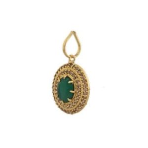 Gold Plated Zircon Synthetic Panna Emerald Pendant