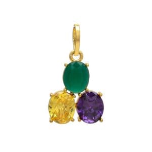 Emerald Stone Yellow Sapphire & Blue Sapphire Pendant