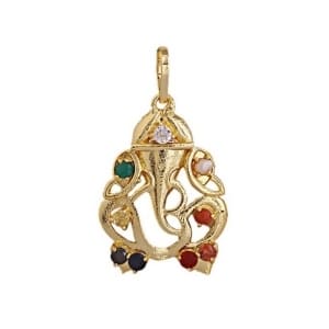 Navratan/Navgrah Brass Ganesha Shape Locket/Pendant