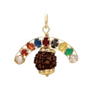 Navratan/Navgrah Brass Half Moon Shape with Rudraksha Locket/Pendant