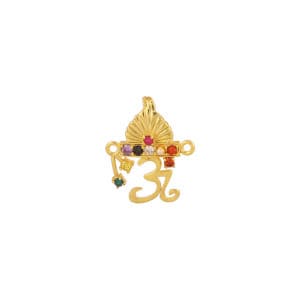 Om Shape Navratan Pendant/ Charm