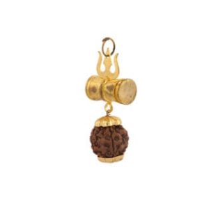 Damru Trishul Pendant with Rudraksha