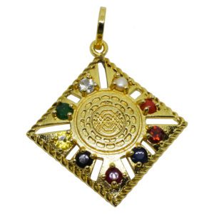Square Shape Navratan Sri Yantra Locket Pendant