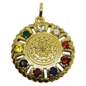 Round Shape Navratan Sri Yantra Locket Pendant