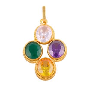 Zircon Blue Sapphire Yellow Sapphire & Emerald Stone Pendant Gold Plated