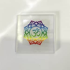 Selenite Plate OM Spiritual Harmony Crystal